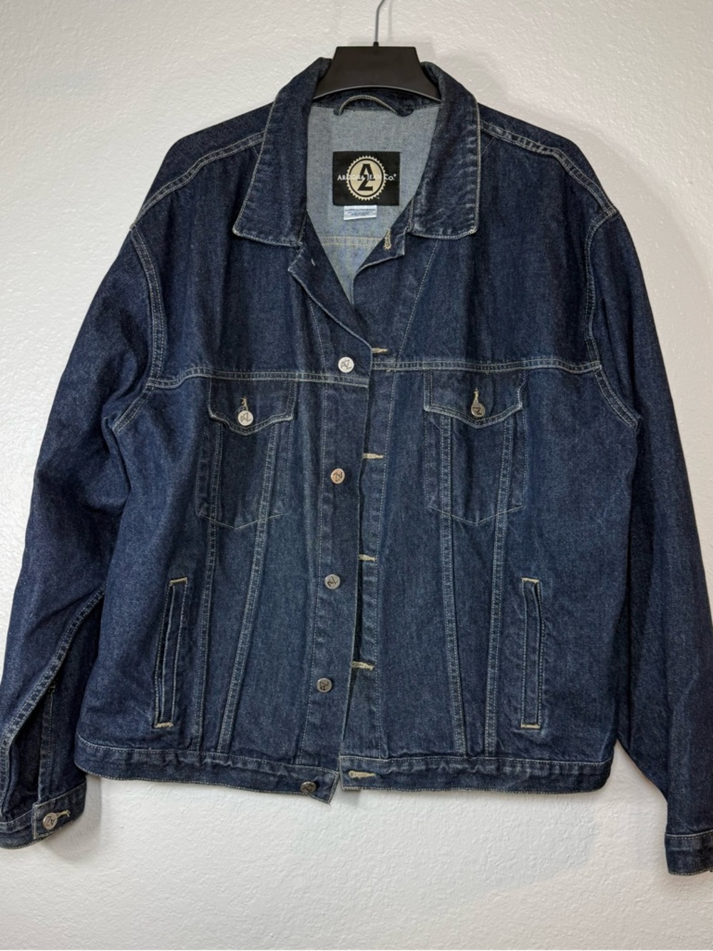 Men's XL‎ Blue Denim Jean Jacket Button Logo Pockets Casual by  Arizona Jean Co